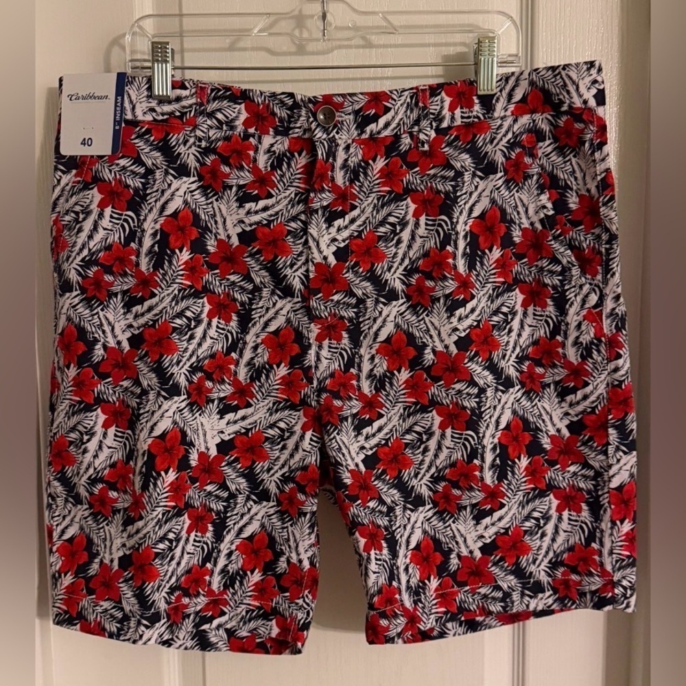 Caribbean Red and Black Floral Shorts size-40